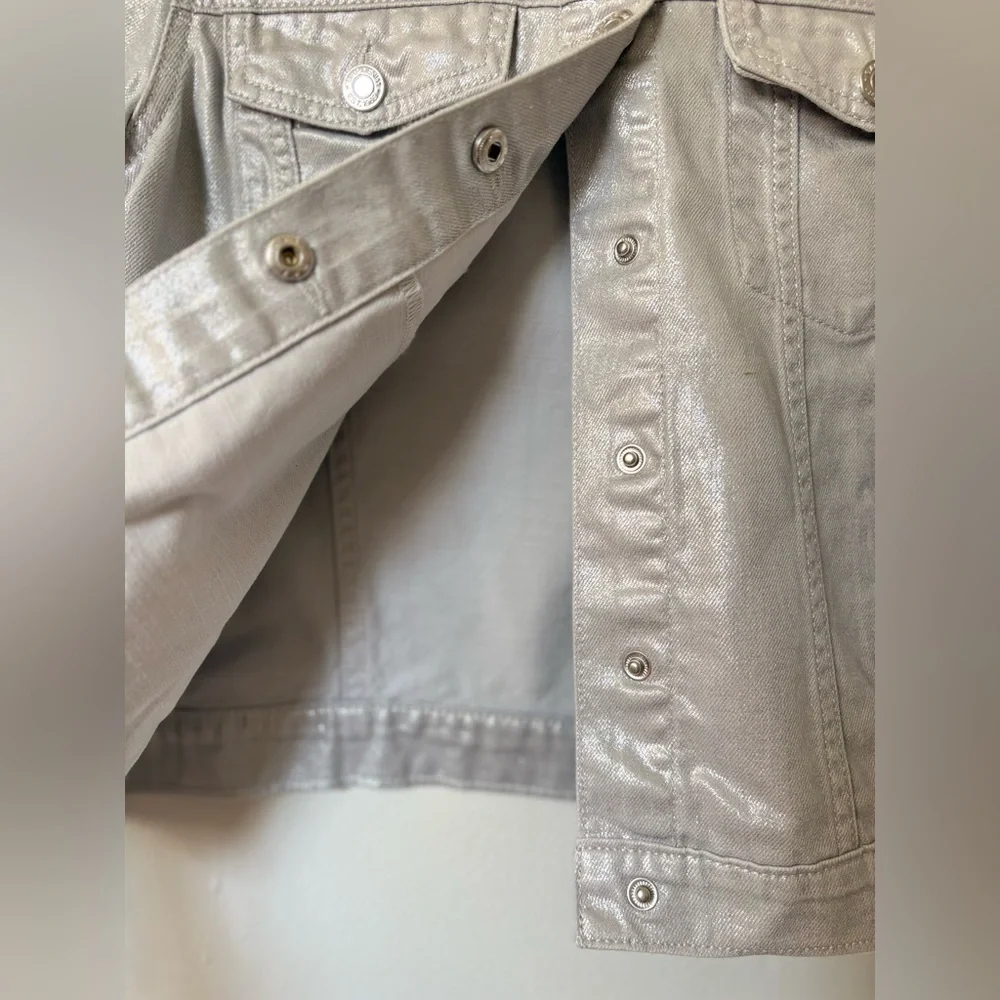 GAP Shimmering Silver Denim Jacket Size LX 12-13